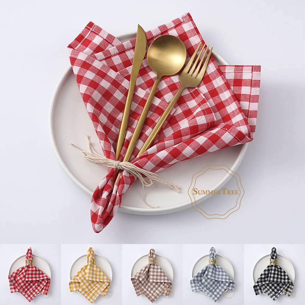 Linen Napkin Set - Салфетка из хлопка в клетку 42x42